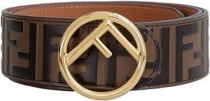 Leather belt with all-over logo-1